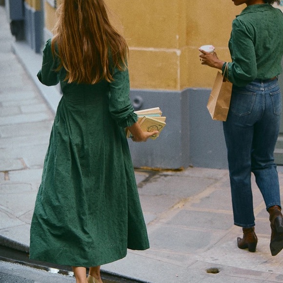 Simple Retro Lorraine Dark Green Long 